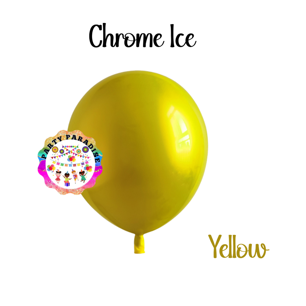 Chrome Ice Balloon 12 inches Yellow 50ct