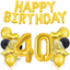 40th Birthday Bouquet 9 pcs, party supplies, gold balloons and banner, birthday decorations
