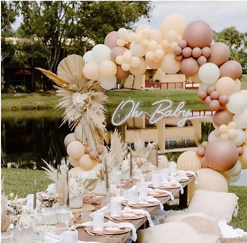 Rose Gold Matte White Balloon Arch Kits 118 pcs for Baby Shower Gender Reveal Anniversary Birthday Bridal Shower Prom Graduation