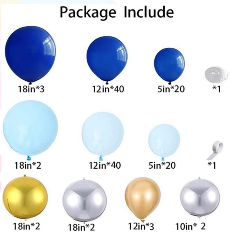 Double-layer Matte Blue Balloon Garland Kit 136 pcs party decorations