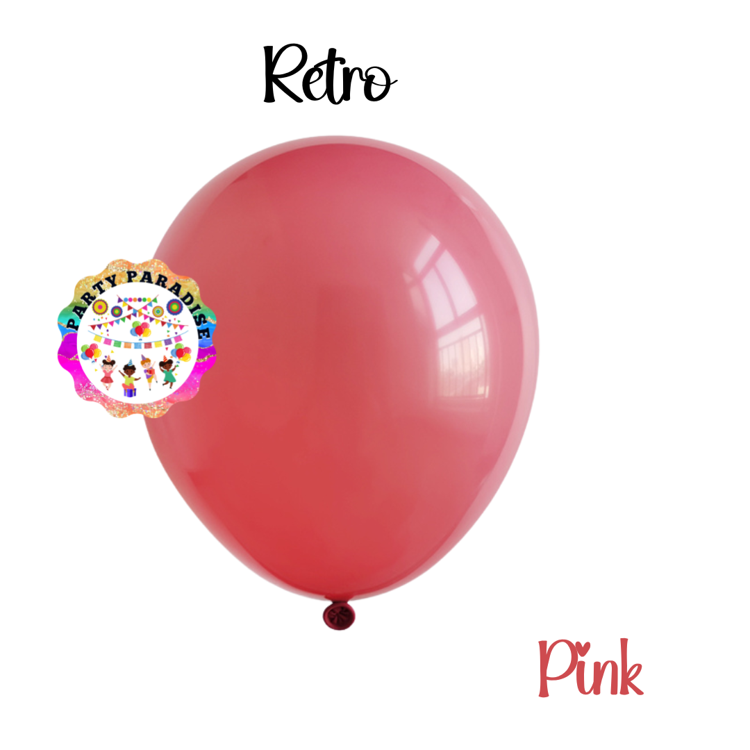 Retro Balloon Natural Latex Rubber in Pink 12" 100ct or 5" 200ct for Birthdays, Baby Shower, Anniversary, Gender Reveal, Weddings, Graduation, Prom, Bridal Showers, Bachelorette Party Secondary image