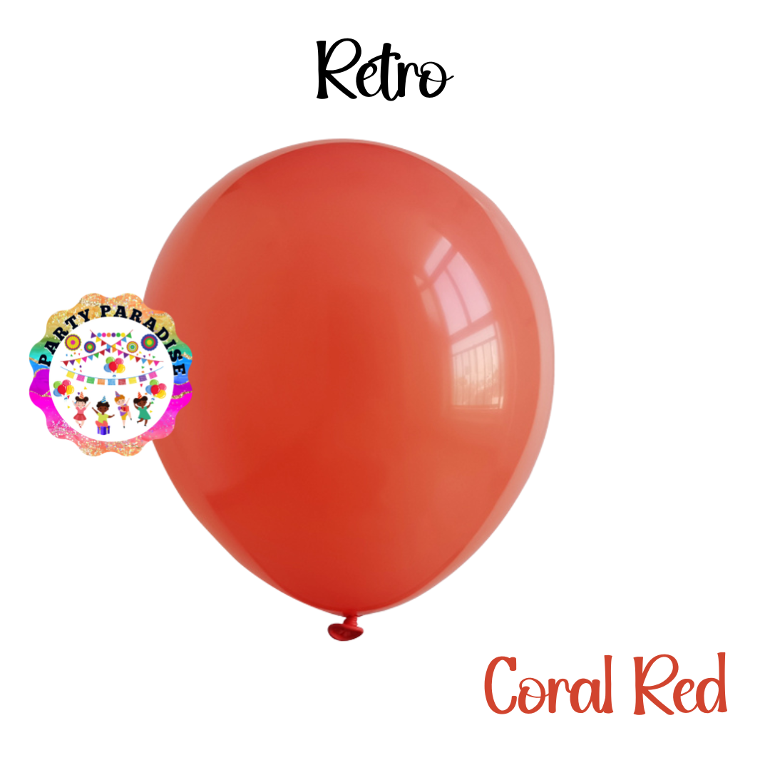 Retro Balloon Natural Latex Rubber in Coral Red 12" 100ct or 5" 200ct for Birthdays, Baby Shower, Anniversary, Gender Reveal, Weddings, Graduation, Prom, Bridal Showers, Bachelorette Party Secondary image