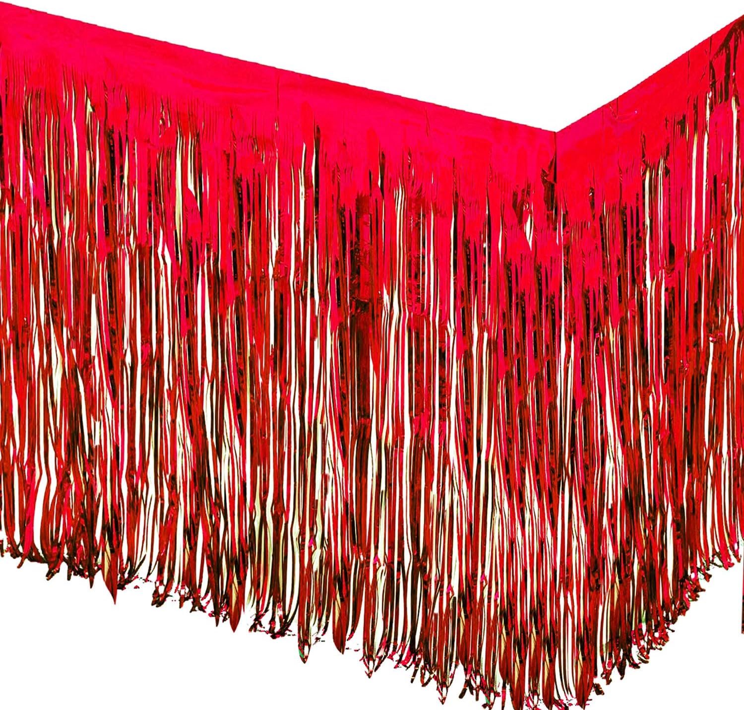 Red Foil Fringed table skirt- 2pack for party Main image
