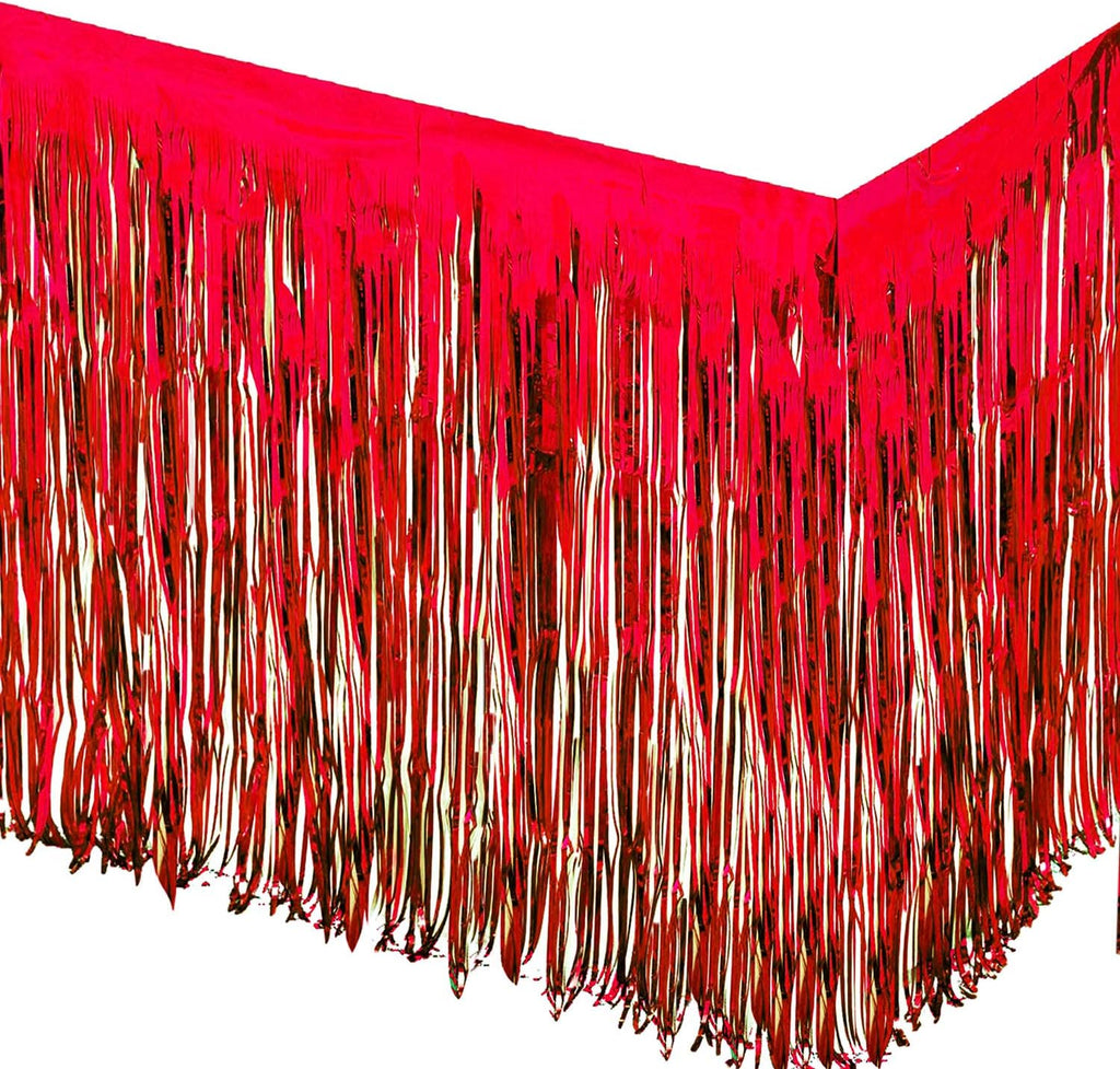 Red Foil Fringed table skirt- 2pack for party
