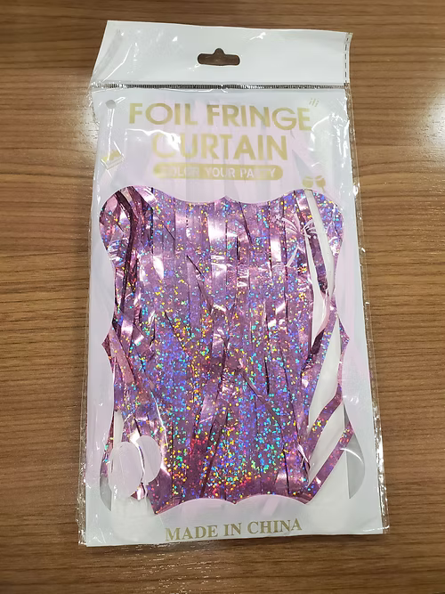 Pink Holographic Foil Fringe Curtain Backdrop, 3.28Ft x 7.05Ft Metallic Tinsel Foil Fringe Streamers Curtains for Party, Photo Booth Props, Decoration Supplies Secondary image