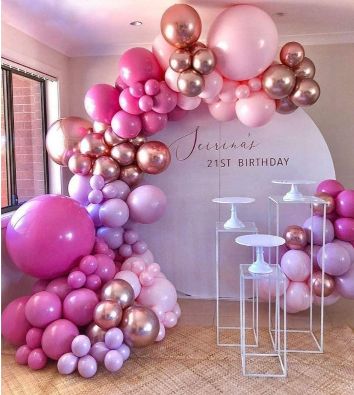 Hot Pink Rose Gold Balloon Garland Kit 147 pcs, party decorations, event supplies, birthday party decor, celebration decorations setup
