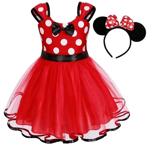 Girl Birthday Red Mouse Dress 2pcs Set