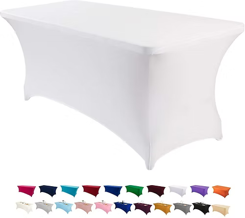 Retangular Spandex Tablecover Cover in White Main image