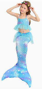 Girls Mermaid 🧜‍♀️ outfit costumes birthday cosplay 3pcs set for themed party decor and kids party supplies