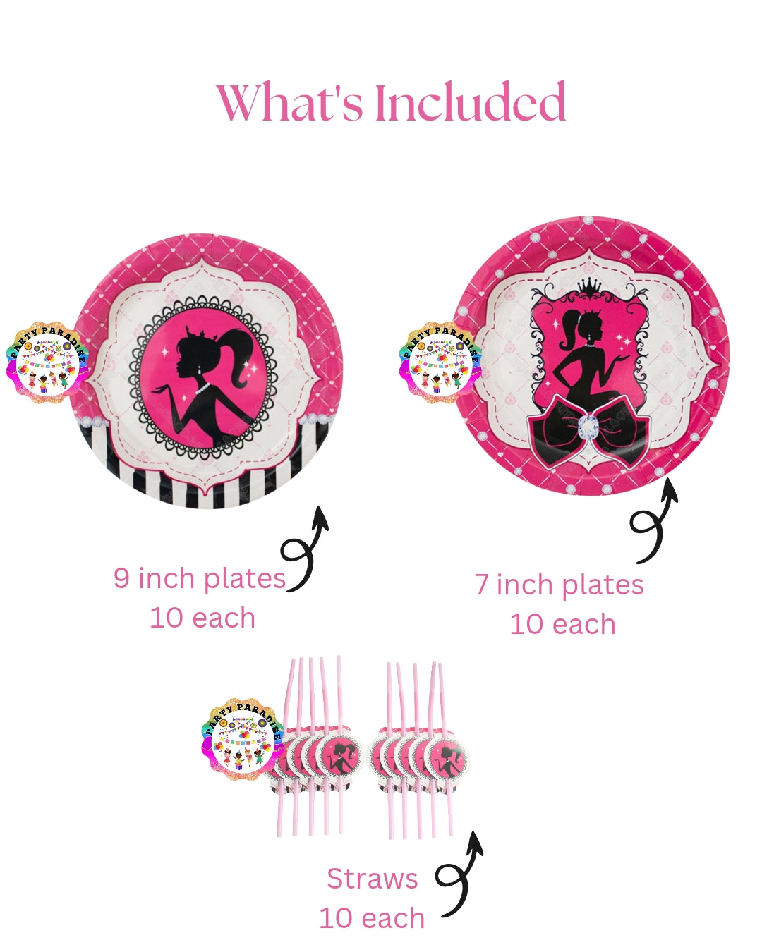 Barbie Tableware Set 126pcs: Plates and Straws for Themed Party Decor