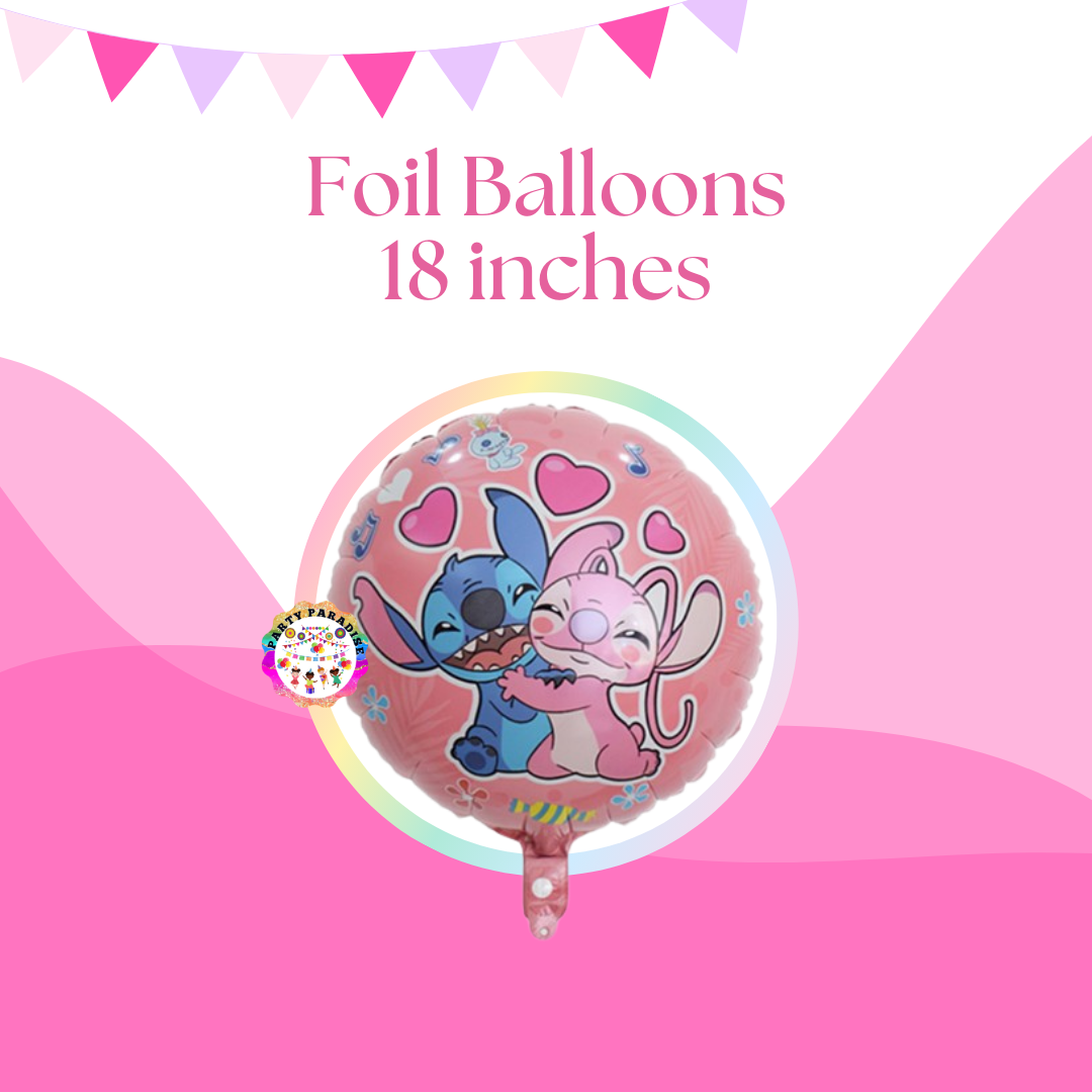 Stitch and Angel Foil Balloon 18inch for themed party decor and birthday party supplies. Perfect for kids party supplies and celebrations. Main image
