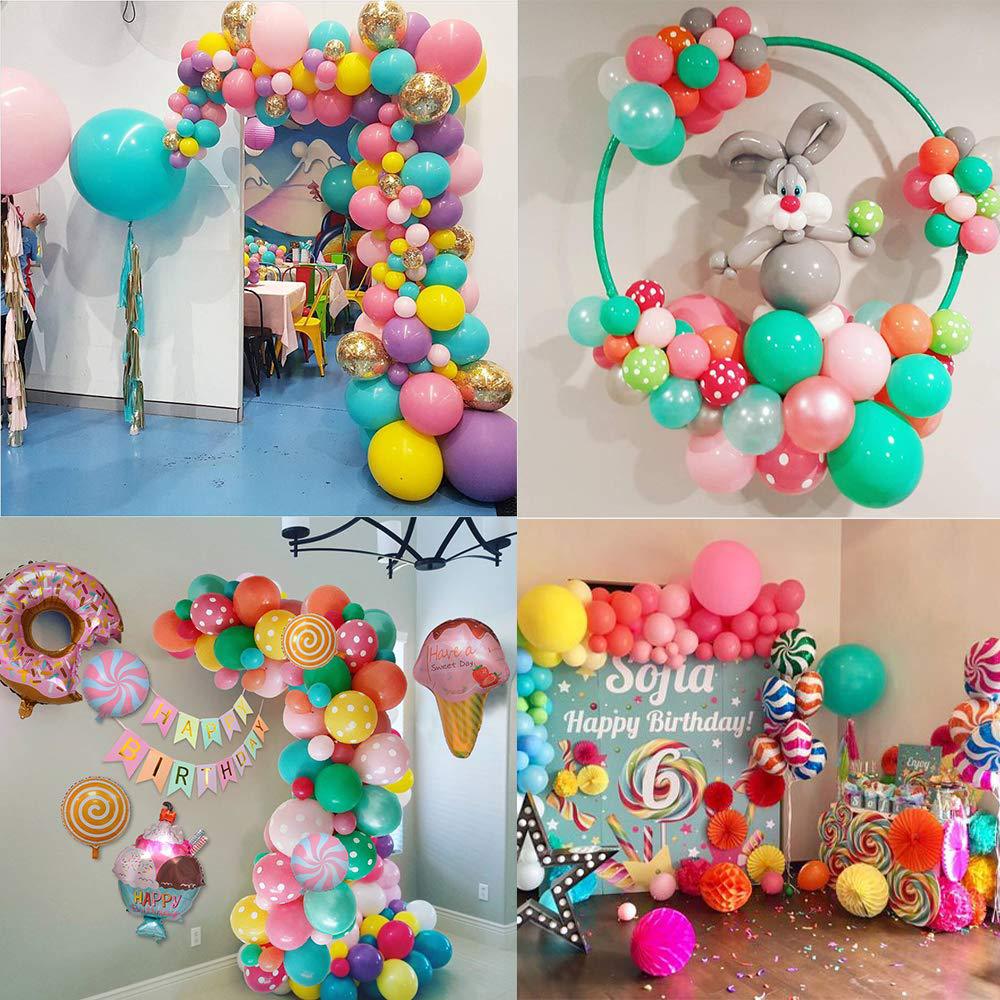 Doughnut Lollipop Party Balloon Garland Kit 102 pcs - colorful balloon decorations for themed parties, birthdays, and celebrations.