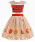 Moana Dress for themed party decor, perfect birthday party supplies with vibrant design, custom kids party supplies and celebration decorations.