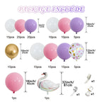 Double stuffed matte white, Macaron Pink, Purple Gold Balloon Garland Kit 155 pc party decorations