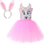 Girls Pink Bunny 2 piece dress set for birthdays, costume or cosplay; ideal for party supplies, kids costume, themed party decor, celebration decorations.
