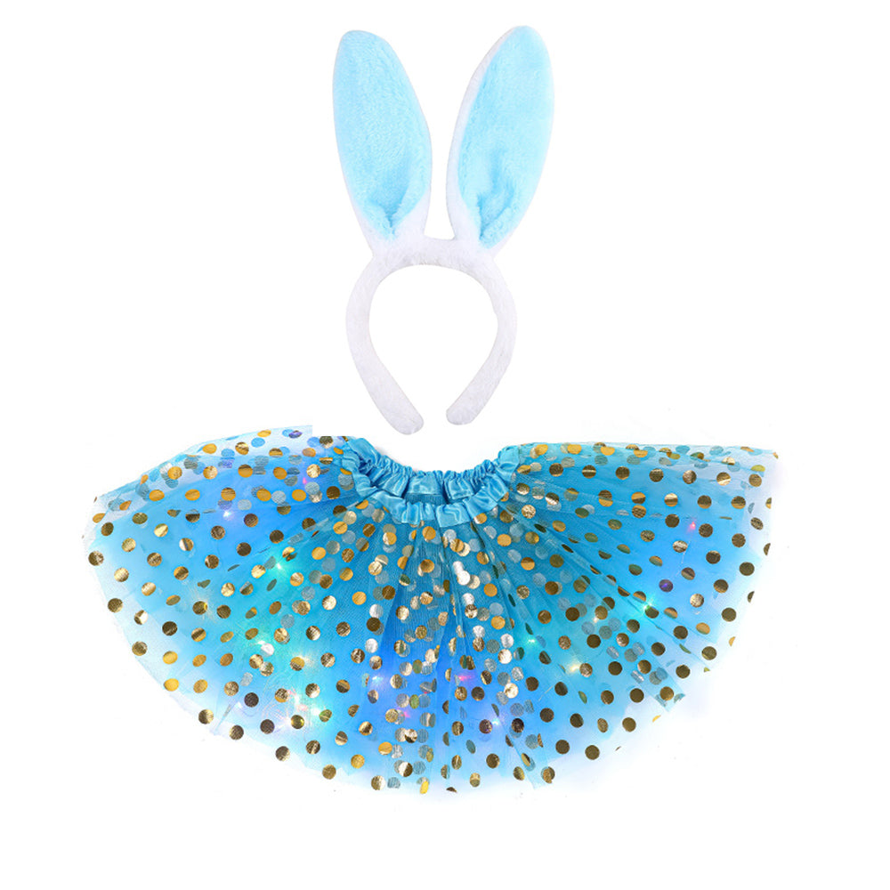Girl Bunny Tutu Costume Birthday Cosplay Outfit 2 piece set, perfect for party supplies, themed party decor, and birthday party supplies.