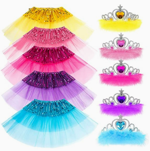 Tutu skirts with matching tiara, perfect for birthday party supplies and themed party decor.