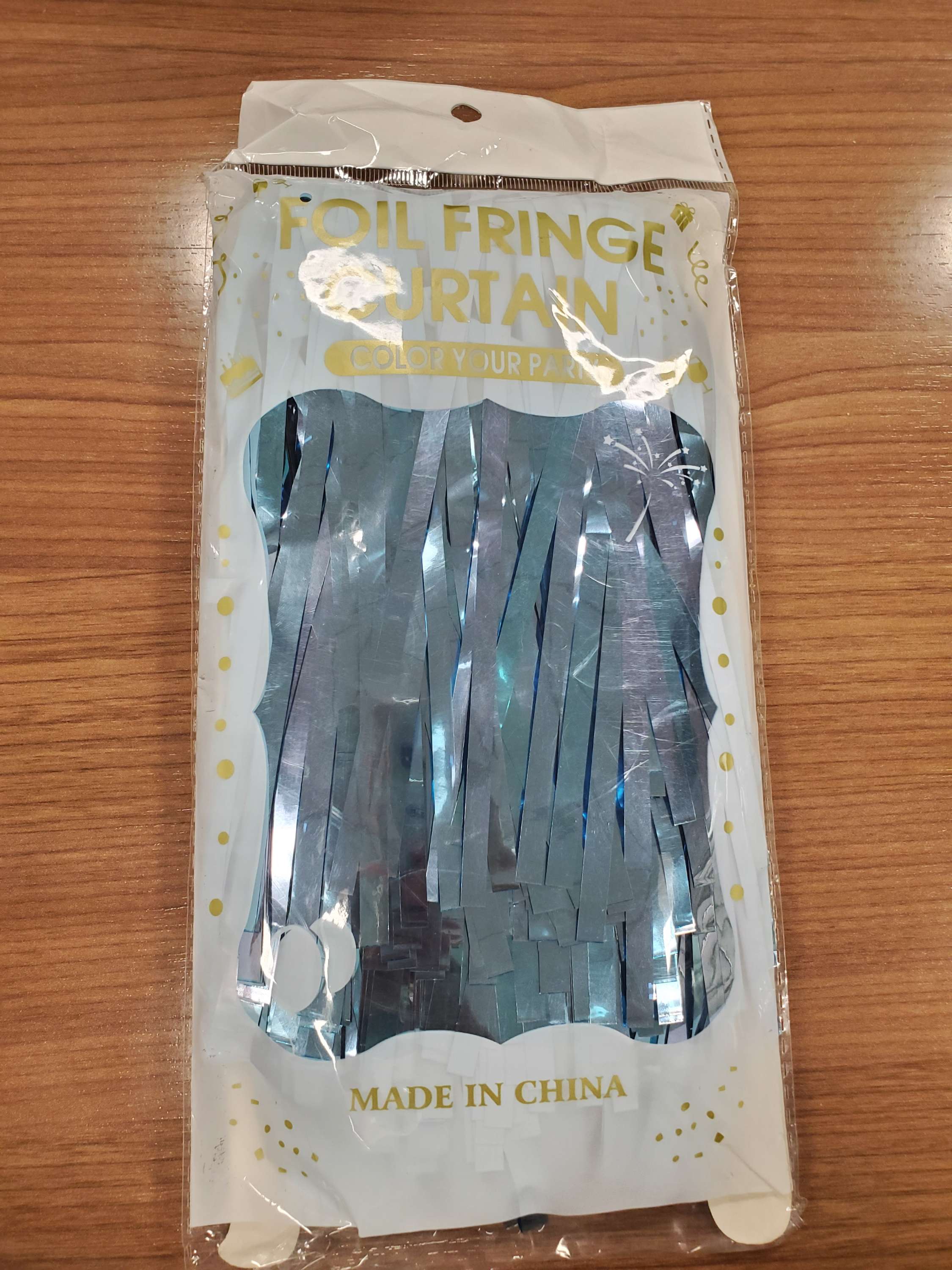 Light Blue Foil Fringe Table Skirt -2 pack Secondary image