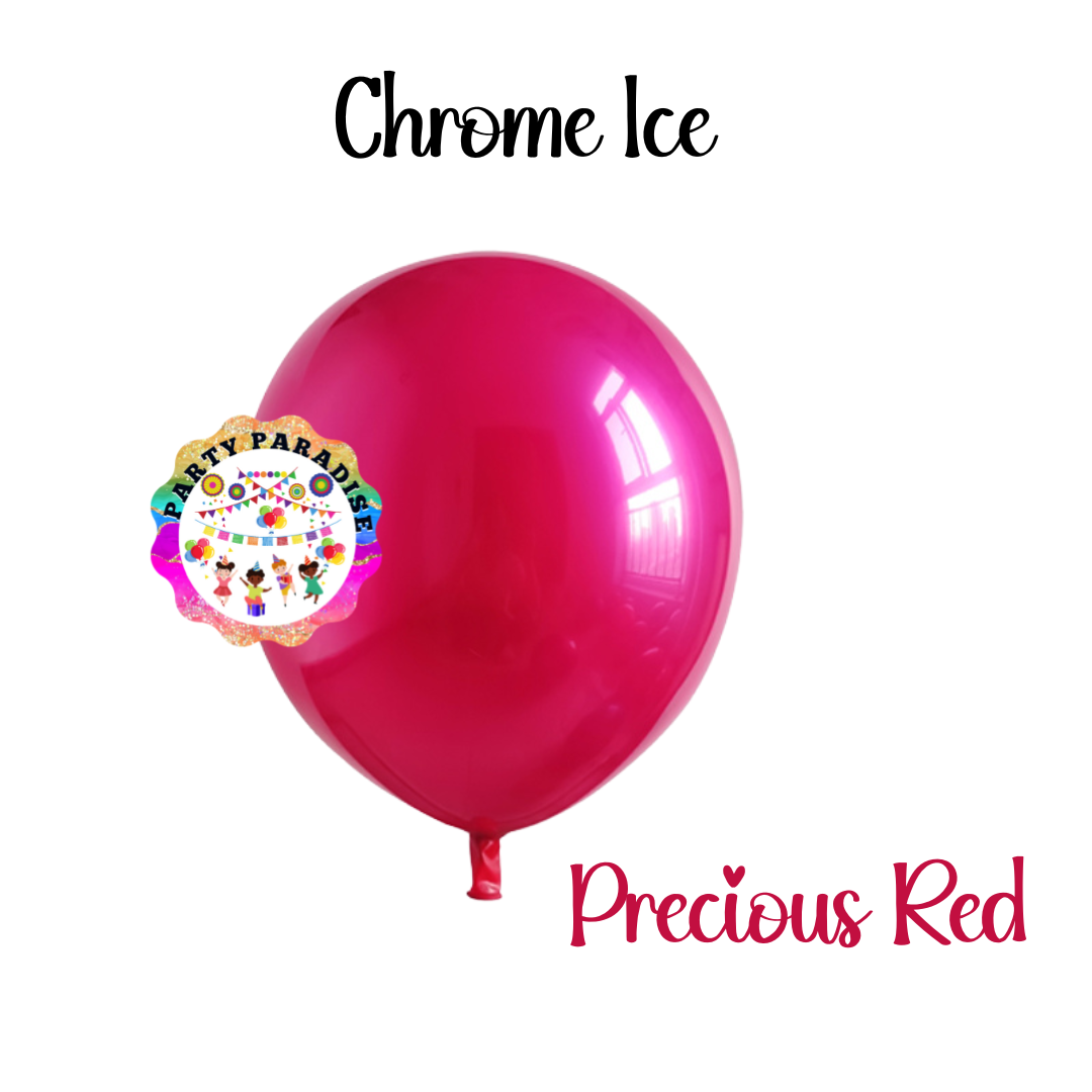Chrome Ice Balloon 10 inches Precious Red 50ct