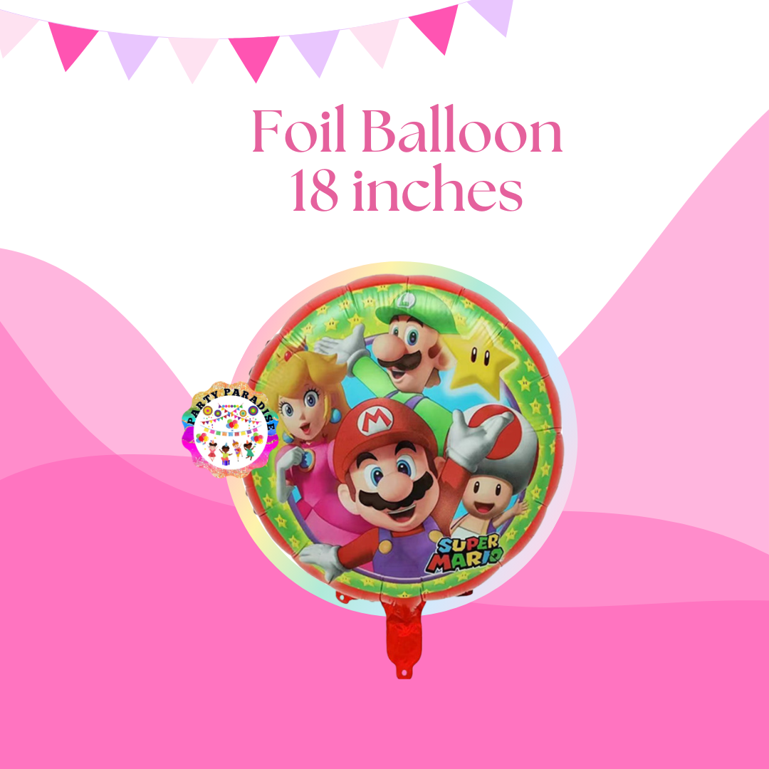 Super Mario Foil Balloon 18" for birthday party supplies, themed party decor, party decorations, kids party accessories, event supplies