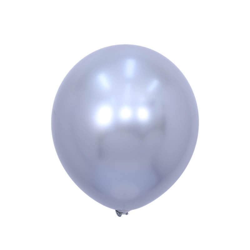 Chrome Balloons 12 inches "Silver" 50ct for party decorations, birthday, wedding, or baby shower. Biodegradable latex party supplies. Main image