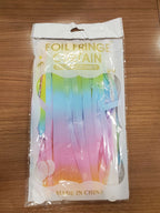 Rainbow Pastel Fringe Table Skirt 2ft x 9ft (2packs) for party supplies, birthday party decorations & themed decor