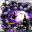 Halloween Balloon Garland Kit 102 pcs with purple, black, and silver balloons for themed party decor and backdrop decoration.