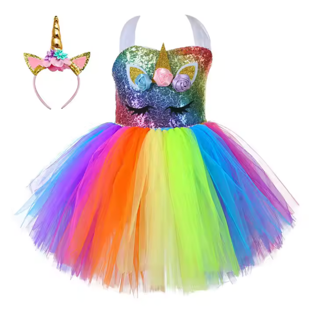Girls 3D Candy Dress Costume Party Birthday Dress 5pcs, party supplies, celebration decorations