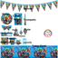 Marvel Avengers Themed Tableware set 136pcs for kids party, includes plates, hats, masks, banner, utensils, and accessories