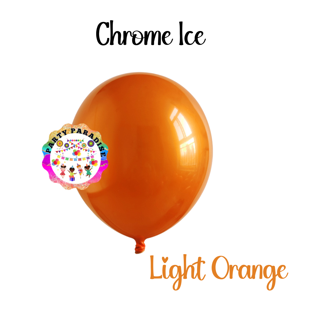 Chrome Ice Balloon 12 inches Light Orange 50ct