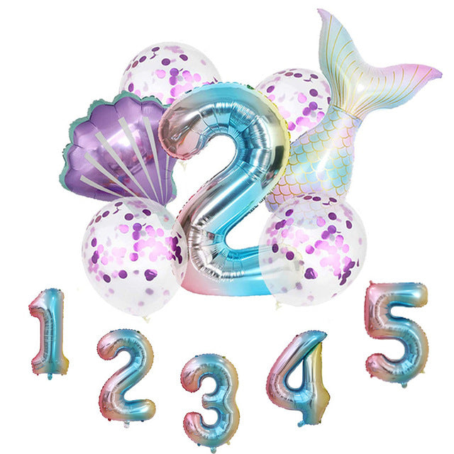 Mermaid Number Garland 9 pcs #1 Secondary image