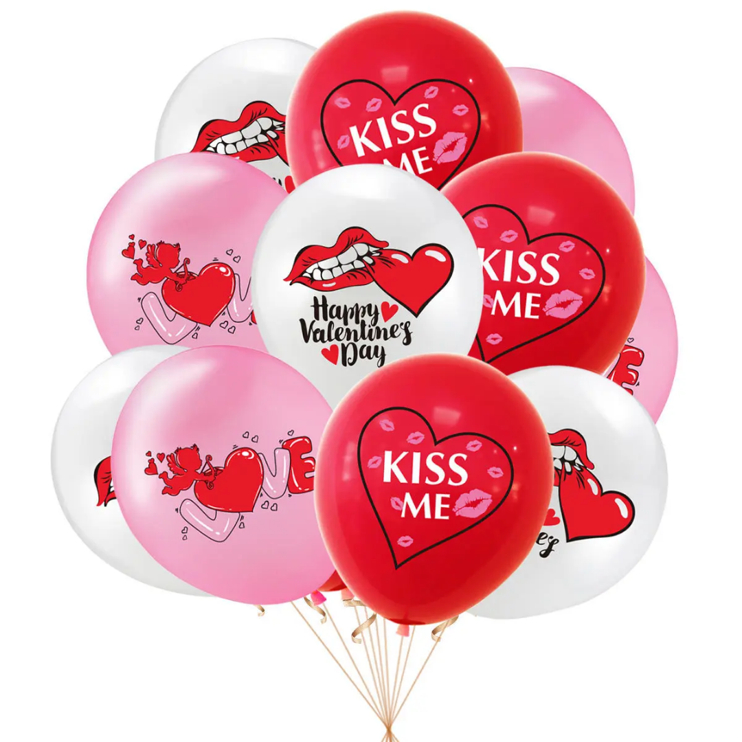 Kiss me Valentine's Day Balloon Bouquets 12 pcs, party supplies, wedding decorations, event party accessories, celebration balloons