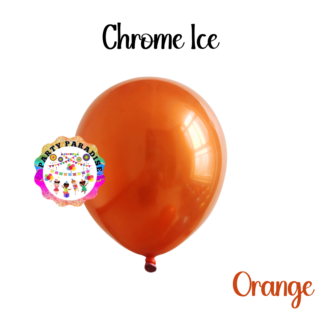 Chrome ICE double layer in Orange, Chrome Latex Helium Balloons for Graduation Garland Arch Kit Corporate Event Wedding Birthday Baby Shower Party Decorations in two sizes 10"/12" Secondary image