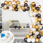 Pear Black and White Metallic Gold Balloon Arch Gold 123 pcs - perfect for party decorations and themed celebrations.