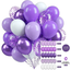 Purple, While, Lavender Confetti Balloon Bouquet 60pc party supplies, wedding decorations, baby shower balloons.