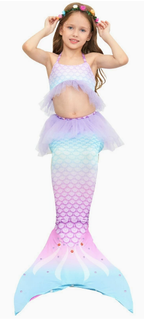 Girls Mermaid 🧜‍♀️ outfit costumes birthday cosplay 3pcs set for kids party supplies and themed party decor.