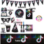 Tiktok Themed Party Tableware Set 136pcs, party decorations, kids party supplies, themed party decor, birthday party supplies, party accessories.