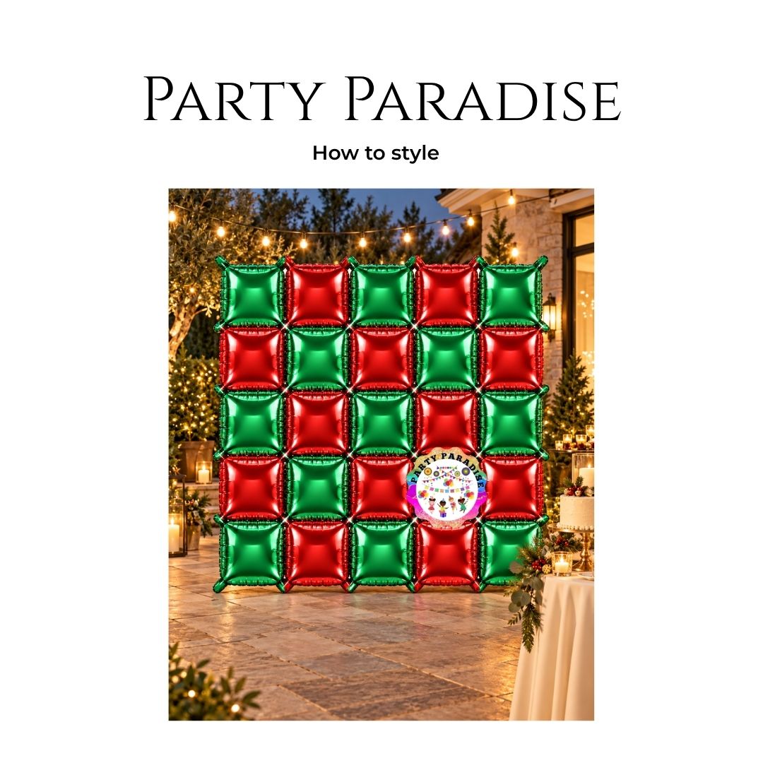 Double-Sided Two-Tone Square Foil Balloons Grid Background Wall for Party 19inch Squares, 25PCS
