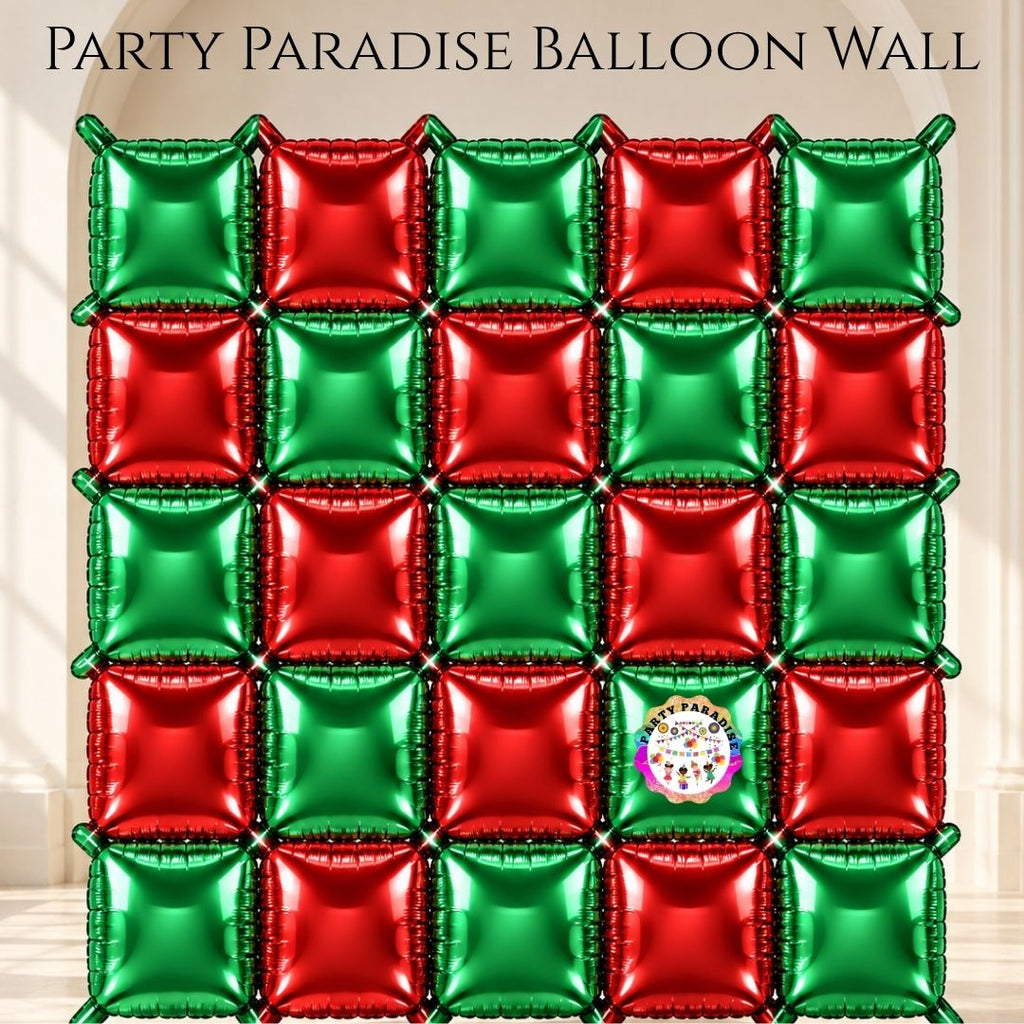 Double-Sided Two-Tone Square Foil Balloons Grid Background Wall for Party 19inch Squares, 25PCS