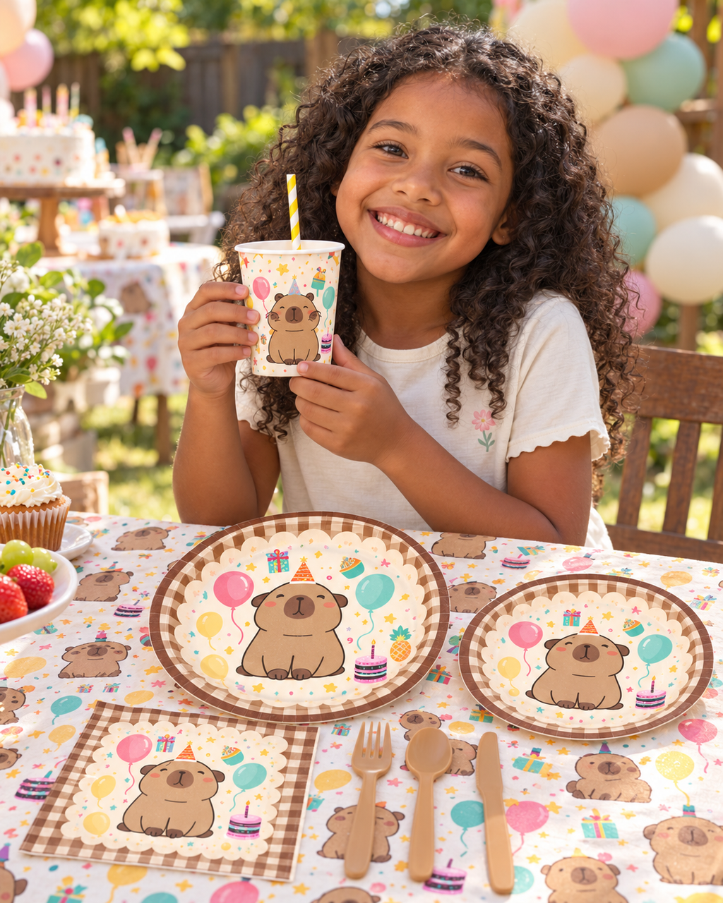 92 PCS SET Capybara Tableware Set Party Kit for Birthdays