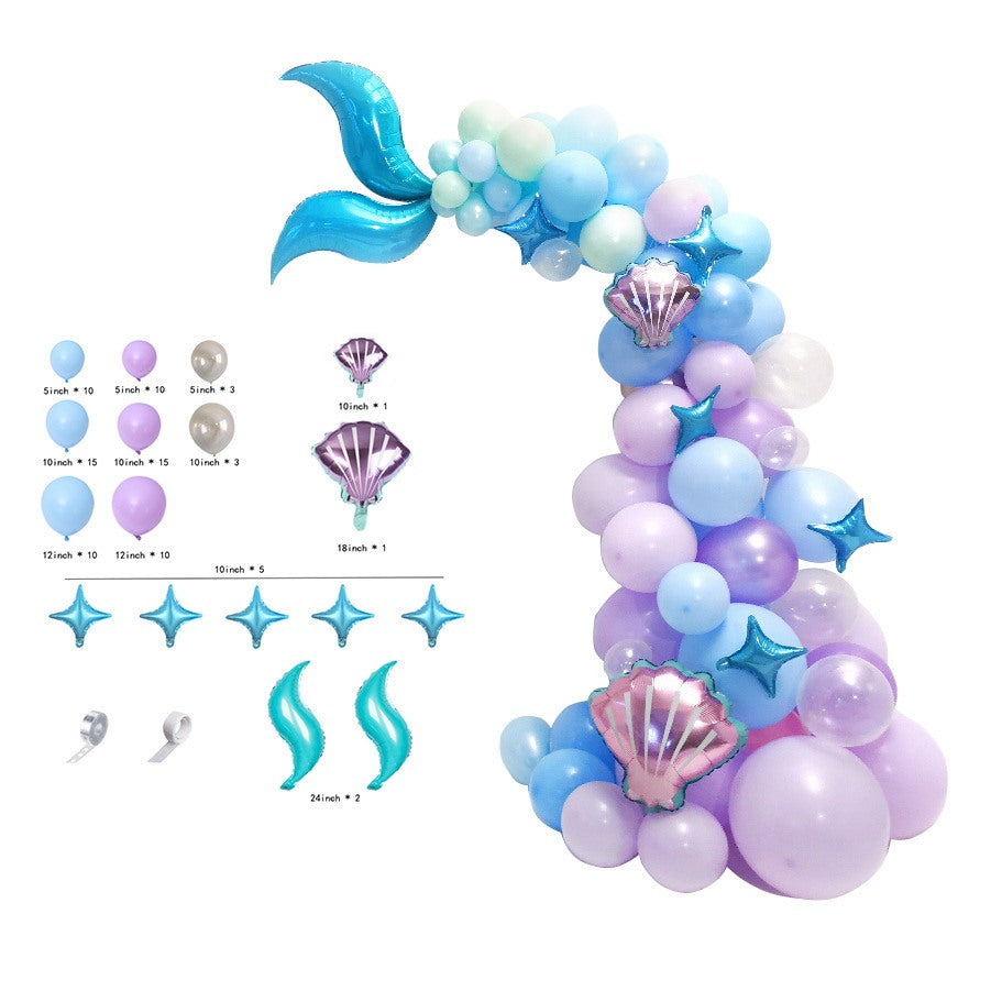 Mermaid Theme Balloon Garland Kit 87 pcs for Birthday Party Princess Mermaid Party Underwater Mermaind