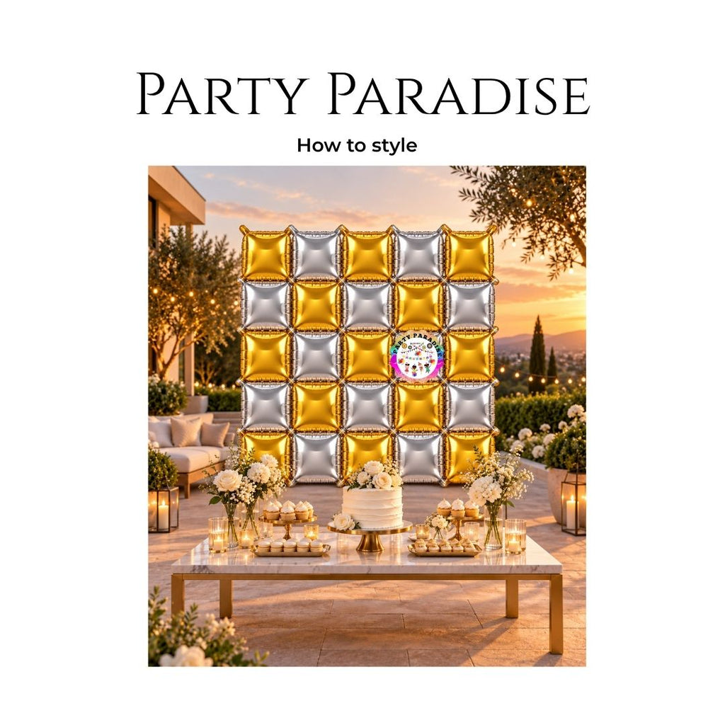 Double-Sided Two-Tone Square Foil Balloons Grid Background Wall for Party 19inch Squares, 25PCS
