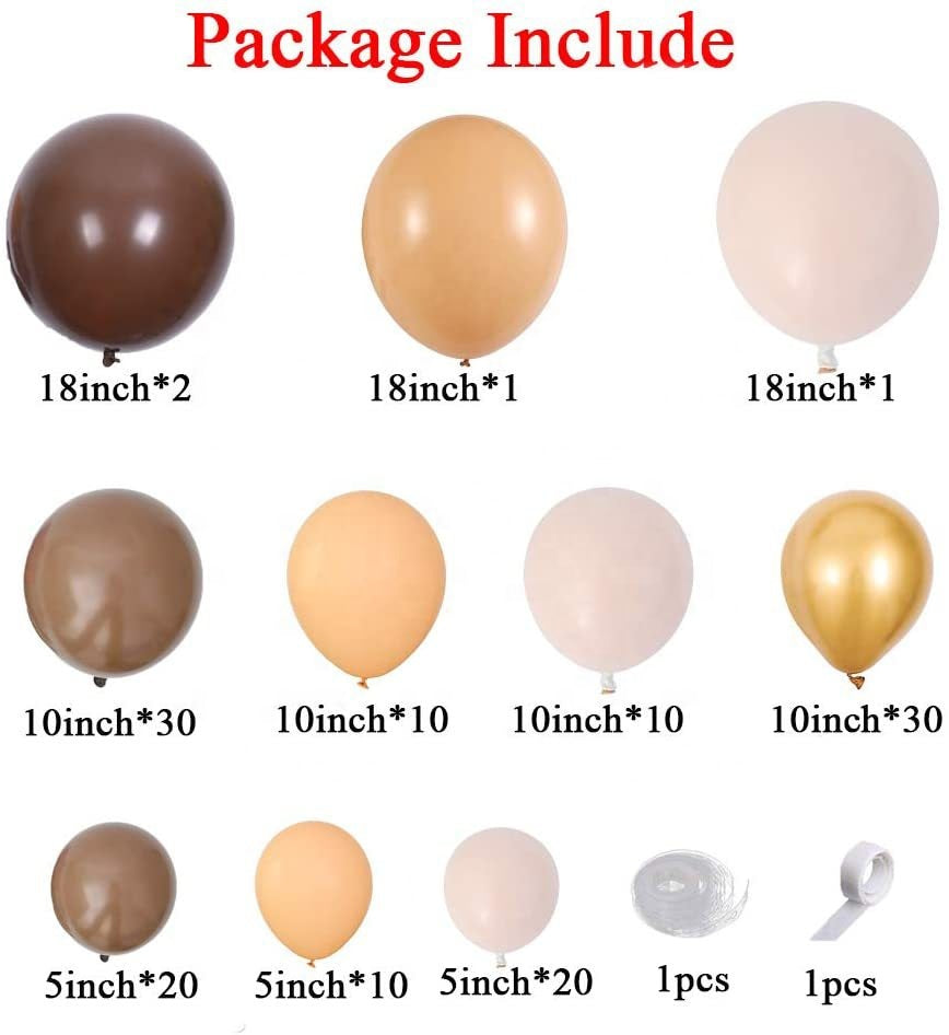Coffee Gold Apricot Balloon Arch Garland Kit 136 pcs for Birthdays Anniversary Weddings Baby Shower Gender Reveals Graduation Prom