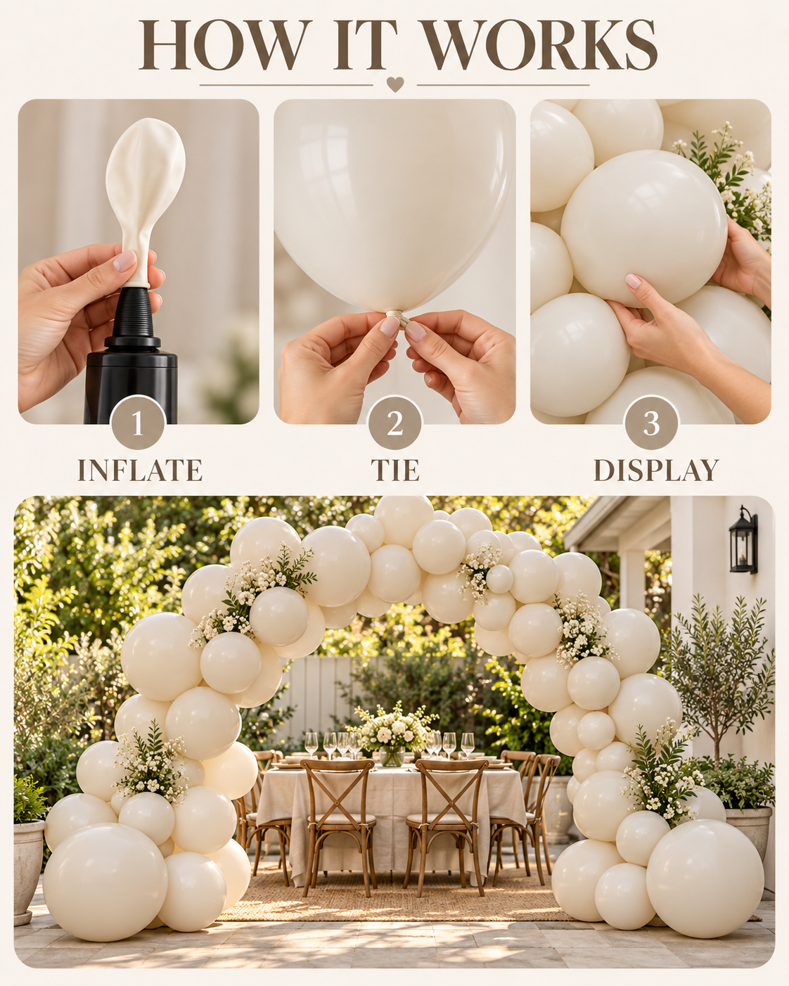 Retro Balloon Natural Latex Rubber in 12&5 inches "Sand White" perfect for Birthdays, Parties, Weddings, Holidays