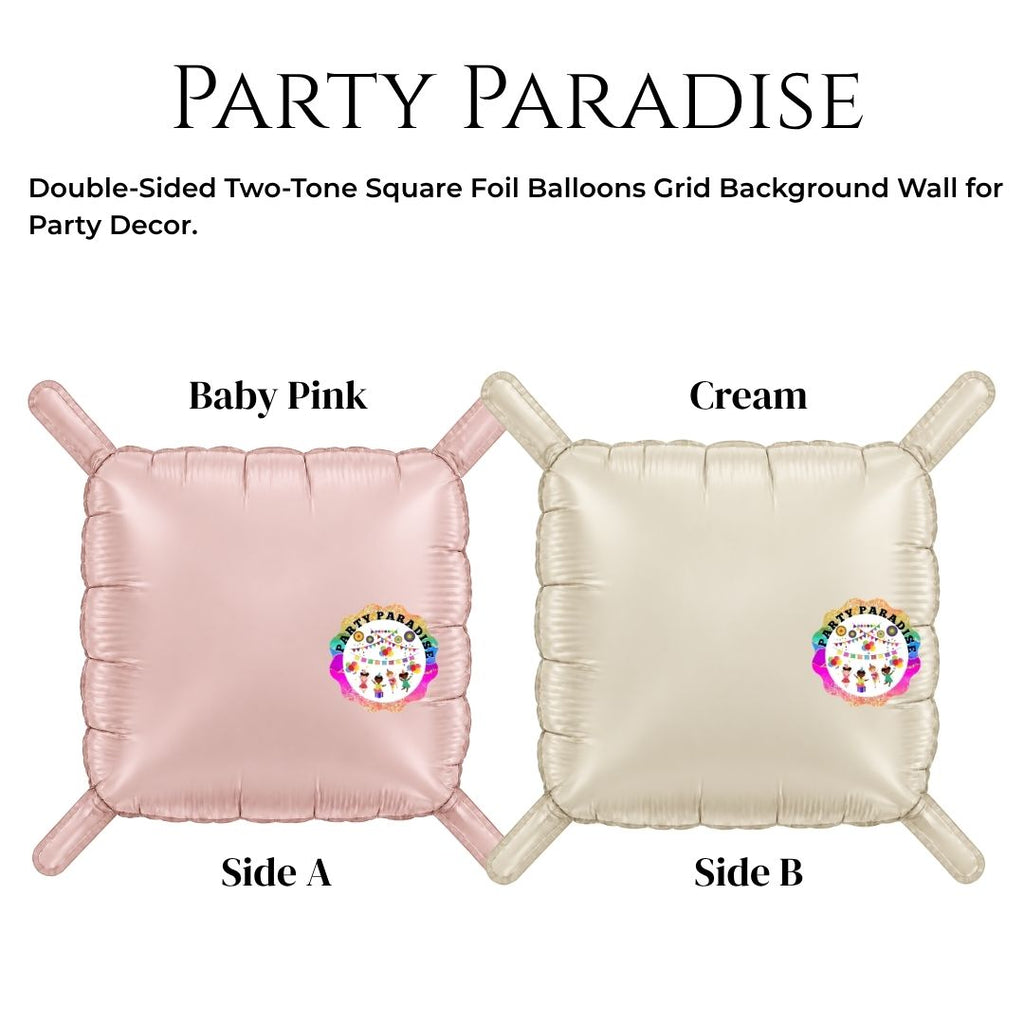 Double-Sided Two-Tone Square Foil Balloons Grid Background Wall for Party 19inch Squares, 25PCS