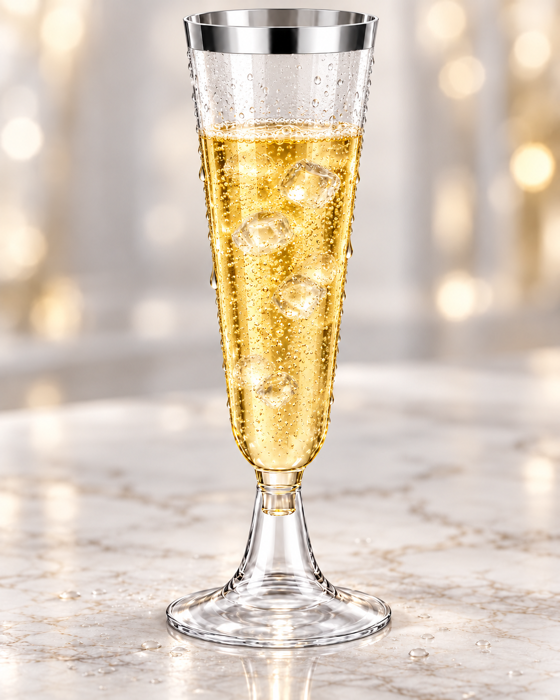 Silver Rim Champagne Flutes for Weddings Birthday Engagement 20PCS