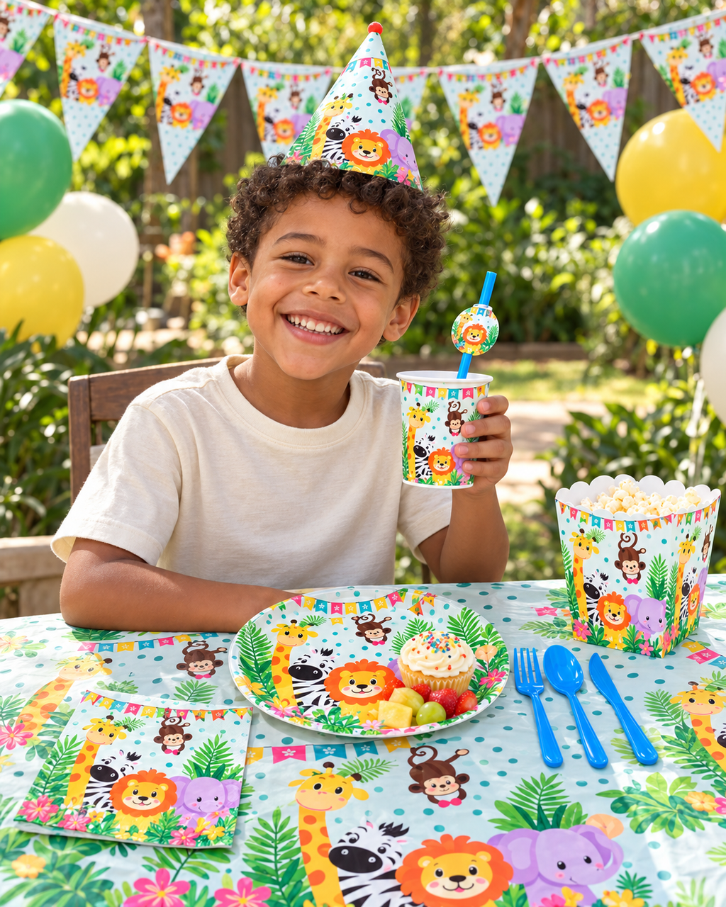 Jungle Animal Themed Tableware set 136pcs