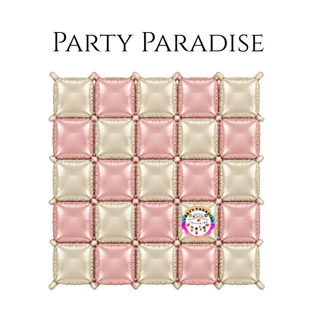 Double-Sided Two-Tone Square Foil Balloons Grid Background Wall for Party 19inch Squares, 25PCS