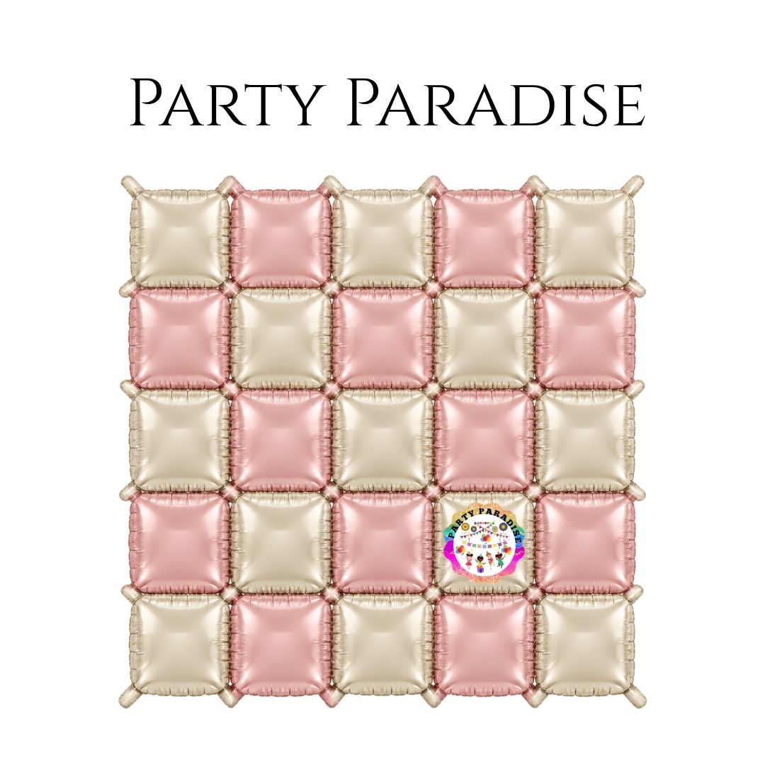 Double-Sided Two-Tone Square Foil Balloons Grid Background Wall for Party 19inch Squares, 25PCS