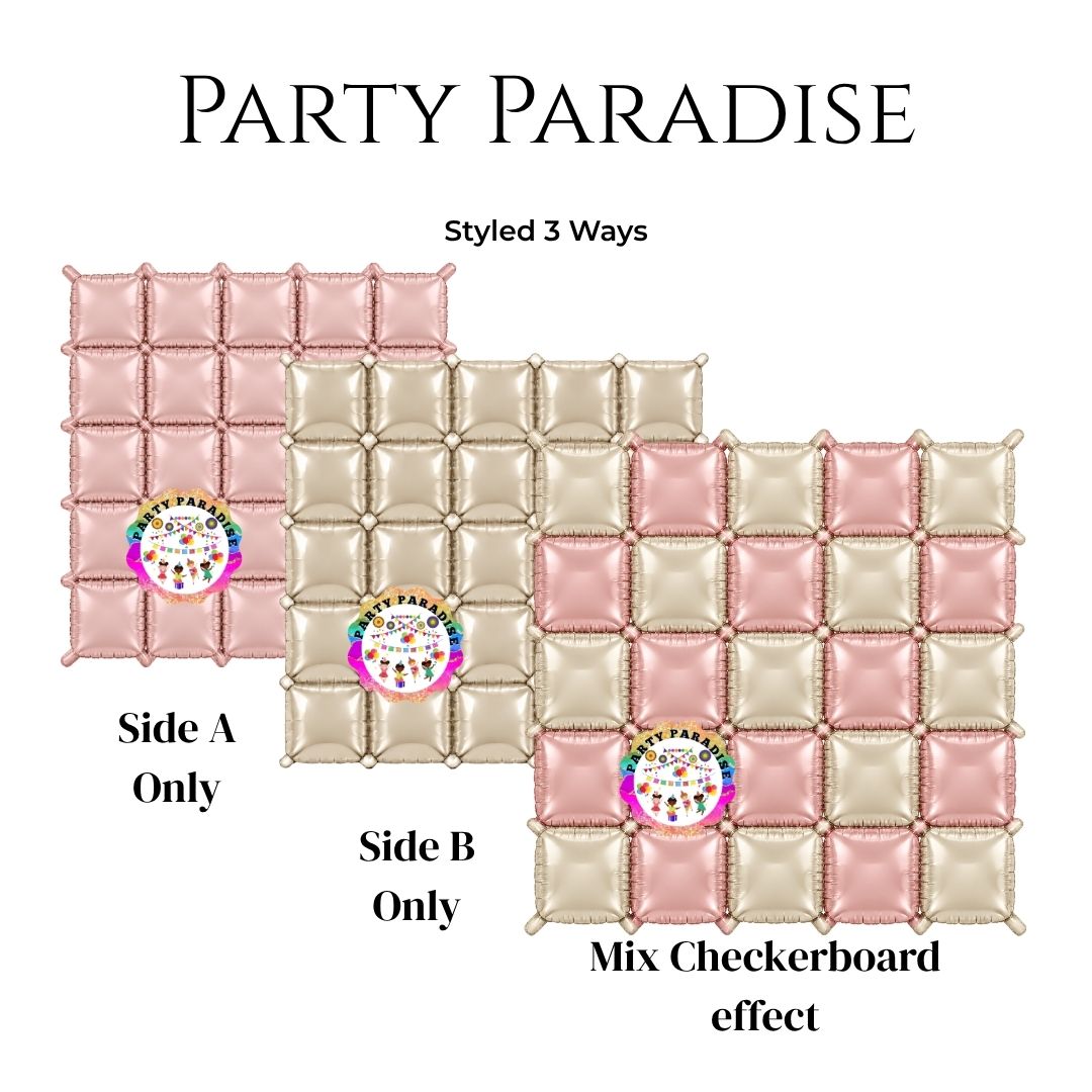 Double-Sided Two-Tone Square Foil Balloons Grid Background Wall for Party 19inch Squares, 25PCS